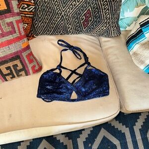 Glittery shimmer blue pole dance top Bralette halter